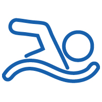 Swimming icon for the Premier Cancer Alliance showing exercise as a factor that decreases cancer risk
