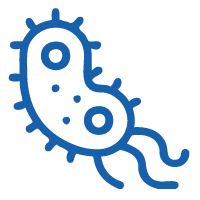 Infection icon for the Premier Cancer Alliance showing viruses, bacteria and parasites as a factors that increase cancer risk