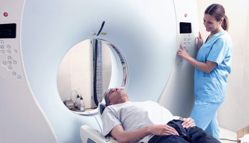 Patient having CT brain scan at Premier Diagnostic Imaging in Cookeville, TN