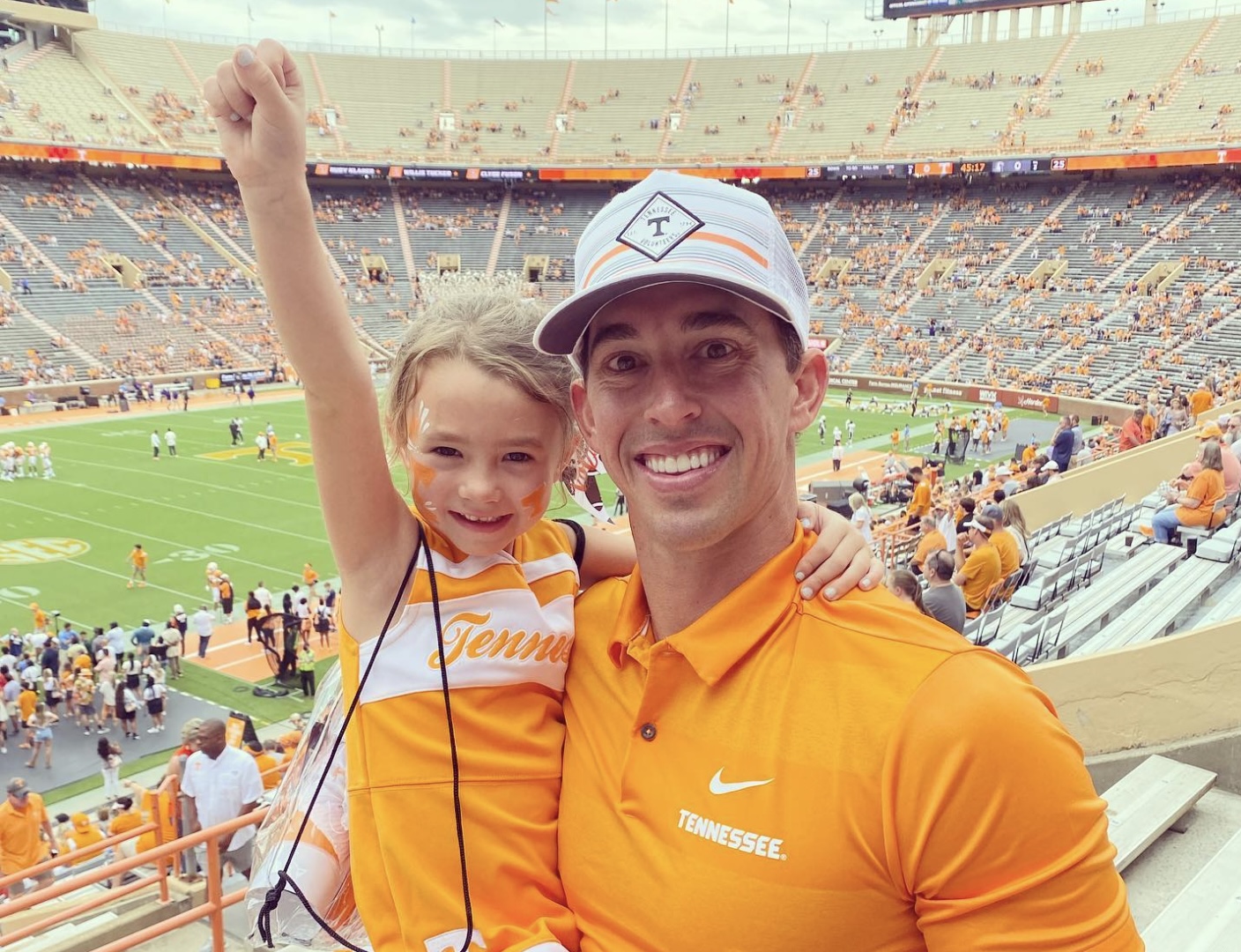 Dr. Seth Means at a UT football game with his daughter